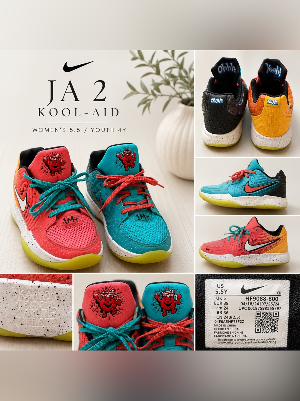 Nike Ja 2 Kool-Aid HF9088-800 Basketball Shoes Women’s 5.5 / Youth 4Y